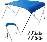 Couverture de bateau VEVOR Bimini Top 4 arcs, largeur d'installation 2310-2440 mm Abri en polyester 900D avec cadre en alliage d'aluminium, étanche & protection solaire, boîte de rangement incluse, 2 