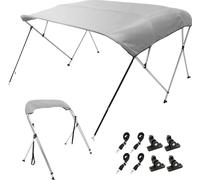 Couverture de bateau VEVOR Bimini Top 4 arcs, largeur d'installation 2310-2440 mm Abri en polyester 900D avec cadre en alliage d'aluminium, étanche & protection solaire, boîte de rangement incluse, 2