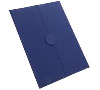 Couverture de Certificat à Trois Volets Bouton Rond, Papier Bleu | Protection Légère et Portable pour Documents, Coins Arrondis, Style Simple et Élégant, Usage Anniversaire ou Mariage