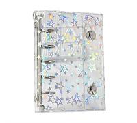 Couverture de classeur de budget A7 en PVC transparent à 6 anneaux en forme d'étoile pailletée rechargeable avec haut niveau d'apparence, résistante à l'usure (M5)