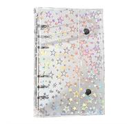 Couverture de classeur de budget A7 en PVC transparent à 6 anneaux en forme d'étoile pailletée rechargeable avec haut niveau d'apparence, résistante à l'usure (A6)