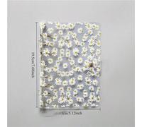 Couverture de classeur transparent PVC à fleurs de marguerites mignonnes en A5/A6/A7 A5,A6,A7,Papier crème A5+A5, pages intérieures lignées,Classeur transparent A6,A6 - Argent à double boutonnageChlor