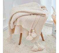 Couverture De Climatisation De Style Nordique En Tricot Avec Pompons, 120 * 150CM 150 * 200CM LUKKC Flanelle Couverture De Lit Douce Et Chaude Plaid Jeté De Canapé