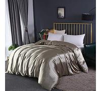 Couverture De Couette De Soie De Luxe,Soie De Mûrier 100% Couleurs Pures Soie Soieette Ultra Doux Lisses Housse De Couette avec Fermeture à Glissière Cachée Liens-t 220x240cm(87x94inc