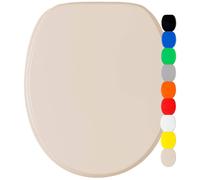 Couverture de cuvette de toilette avec système de fermeture douce, en bois, de couleur beige, dimensions 47 x 37,7 cm