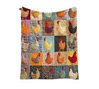 Couverture De Lancement Imprimé Poule | Couverture Matelassée en Flanelle Portable | Poule pour Adultes | pour Amis Pique-Nique Lit Intérieur Maison Chambre Anniversaire Inauguration Cas