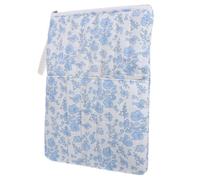Couverture de Livre Zippée A5 en Polyester Motif Floral Bleu | Doublure Douce, Fermeture Sécurisée, pour Paquet et Cartables, Documents Compacts, Étudiants et Navetteurs
