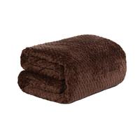 Couverture de luxe en nid d'abeille gaufré doux et chaud pour canapé-lit - 150 x 200 cm - Marron chocolat
