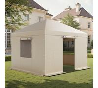 Couverture de pavillon d'hiver 3,09x3,69m - Couverture de remplacement avec parois latérales et fenêtres en filet - Matériau PE, couvertures de protection de stockage fermées - Pavillons non inclus.