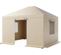 Couverture de pavillon d'hiver SucceBuy, 3,09x3,69 m, couverture de remplacement avec parois latérales et fenêtres en filet, matériau PE, couverture de protection fermée pour le stockage, pavillons no