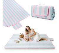 Couverture de pique-nique 150x200 hypermotion rayures rose-vert imperméable