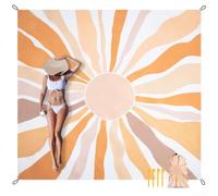 Couverture de pique-nique extra large 200 x 210 cm, tapis de plage imperméable et anti-sable avec piquets et sac de rangement pour camping et randonnée
