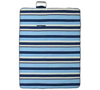 Couverture de pique-nique pliable - Rayures bleues et blanches - 200 x 150 cm - En velours - Ultra légère - Imperméable - Compacte - Isolée - Respirante - Pour randonnée, camping, pique-nique