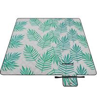 Couverture de pique-nique Rootz - Tapis d'extérieur - Tapis de plage - Imperméable - Légère - Pliable - 200 cm x 200 cm - Gris avec motif de fougères tropicales