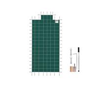 VEVOR Couverture de sécurité pour piscines creusées 6,1x12,2 m maille verte avec marches d'extrémité centrales 1,2x2,4 m couverture de sécurité solide pour piscine d'hiver, résister au soleil, au vent