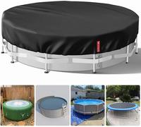 Couverture de piscine ronde 366, Bâche de piscine avec protection UV et cordon de serrage - Noir