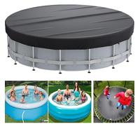 Couverture de piscine ronde - Diamètre : 366 cm - Tissu Oxford 420D - Noir - Couverture d'hivernage - Étanche - Pour piscine et jacuzzi