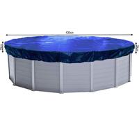 Couverture de piscine ronde pour piscines de 380 à 420 cm | Dimensions de la bâche : Ø 480 cm | Bleue | Bâche de piscine été et hiver | Bâche de couverture 200 g/m² PE | Couverture doublement enduite 