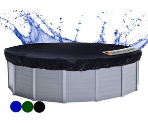Couverture de piscine ronde pour piscines de 420 à 460 cm | Dimensions de la bâche : Ø 520 cm | Noir | Bâche de piscine été et hiver | Bâche de couverture solaire 200 g/m² PE Double revêtement | Bâche