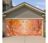 Couverture de porte de garage à feuilles, automne nature, allée, arbres, automne, orange, bannière de porte de garage, décoration d'intérieur pour cour, extérieur, toile de fond de fête, 397 x 180 cm