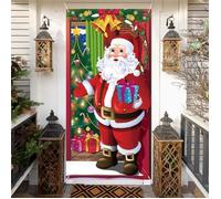 Couverture de Porte de Père Noël, Décoration Extérieure de Noël, Bannière de Porte en Tissu à Suspendre pour Vacances Hiver Entrée
