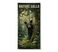 Couverture de porte décorative inspirée de la nature, thème ours de la forêt, décoration de porte d'entrée, intérieur ou extérieur, toile de fond rustique à suspendre, fournitures de vacances