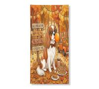 Couverture de porte extérieure de chien Cavalier King Charles de 91,4 x 182,9 cm, camion de camping d'automne, maison pittoresque, bannière de porte d'entrée, décoration de sortie, décoration de