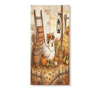 Couverture de porte extérieure de ferme en forme de coq de poule d'automne 91,4 x 182,9 cm, récolte de récolte, maison de campagne, bannière de porte d'entrée, décoration de porche d'intérieur de