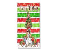 Couverture de porte extérieure de Noël étrange avec cocker épagneul de 91,4 x 182,9 cm, rouge et vert, bannière de Noël amusante pour porte d'entrée, sortie, décoration d'intérieur de vacances