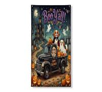 Couverture de porte extérieure pour Halloween Cavalier King Charles Spaniel 91,4 x 182,9 cm, effrayante maison de camion, bannière de porte d'entrée, décoration de porche d'intérieur effrayante