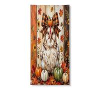 Couverture de porte extérieure rustique en forme de coq de poule d'automne 91,4 x 183 cm, ferme d'automne en bois imprimé, bannière de porte avant et arrière, décoration de porche d'intérieur de