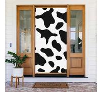 Couverture de porte imprimée vache noire et blanche de 183 x 89 cm, rideaux d'intimité pour porte d'entrée, bannière de porche à suspendre, fond photo pour décoration de fête intérieure et extérieure