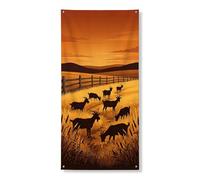 Couverture de porte rustique en forme de chèvre décorative, silhouette d'animaux de la ferme, toile de fond, décoration de festival de récolte d'automne 91,4 x 183 cm