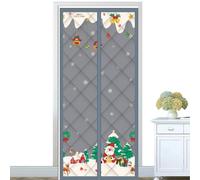 Couverture de porte thermique magnétique épaisse et isolée | Housse d'isolation de porte motif Père Noël, flocon de neige, cloche, arbre de Noël, pour la maison, le balcon, la chambre
