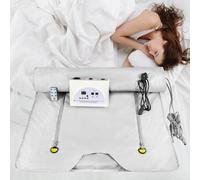 Couverture de sauna infrarouge électrique - 180 x 80 cm - Imperméable - Couverture pour fibromyalgie - Télécommande - Soulagement de la douleur - Gris