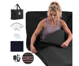 Couverture de sauna infrarouge VEVOR avec pierres minérales, couverture infrarouge 185x90 cm, noire, couverture chauffante portable pour la transpiration, la relaxation et la détoxification, contrôle