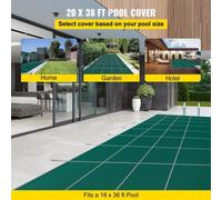 Couverture de sécurité pour piscine adaptée aux piscines enterrées rectangulaires de 18 x 36 pieds, couverture de sécurité avec marche centrale de 4 x 10 pieds, couverture solide en maille avec trous