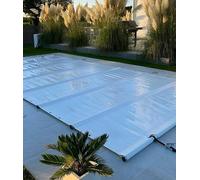 Couverture de sécurité rectangulaire pour piscine, avec système de protection contre les chutes – Sécurité maximale toute l'année – SafeDeluxe – Sans barres (3,5m x 6m, anthracite)