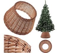 Couverture de support pour sapin de Noël en osier, diamètre 55 cm, couleur brune naturelle, design léger, construction durable, utilisation polyvalente