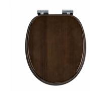 Couverture de toilette en bois d'hévéa massif, système de fermeture douce, finition noyer