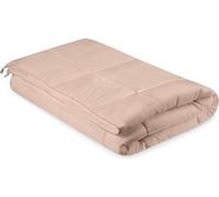 Couverture d'été Unyqoos® 200 x 200 cm – Couverture d'été en microfibre, 200 g/m² de garnissage en polyester (fibres creuses siliconisées), couleur beige, avec bordure décorative