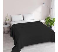 Couverture d'été Unyqoos® 260x250 cm – Noire avec des bandes en satin, garnissage léger en polyester de 100 g, respirante et lavable à 40°C, idéale pour les lits doubles