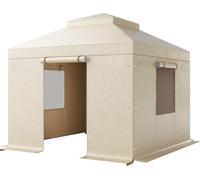 Couverture d'hiver SucceBuy pour pavillons de 3,05x3,05 m avec double toit, couverture de remplacement avec parois latérales et fenêtres en filet, couverture de protection à des fins de stockage, pavi