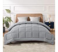 Couverture d'hiver Unyqoos® 135 x 200 cm – Garnissage de 450 g/m², chaude et doue Öko-Tex, adaptée aux personnes allergiques, 8 attaches d'angle, lavable, gris/rouge/bleu marine