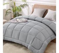 Couverture d'hiver Unyqoos® 200 x 200 cm – Couette matelassée en microfibre extra-douce et isolante (polyester), garnissage de 450 g/m², couleur grise, lavable, e Oeko-Tex 24.HCN.63690