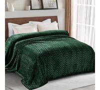 Couverture douce à motif chevrons - couverture d'intérieur chaude - 1 pièce - vert foncé - 150 x 200 cm