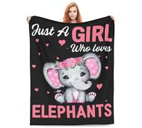 Couverture douce, chaude, légère et confortable, motif éléphant rose, pour enfant, femme, juste une fille qui aime les éléphants, pour lit, salon, canapé, décoration (127 x 152,4 cm)