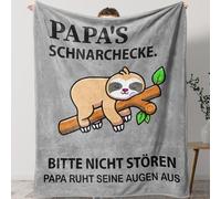 Couverture douce Papa Flanelle 150x130CM Cadeau Fête des Pères Bleu Gris