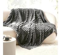Couverture douillette douillette Sherpa double face chaude 150 x 200 cm | Flanelle 180 g/m² et fourrure synthétique de 350 g/m² avec aspect velours côtelé élégant, facile d'entretien et idéal pour le