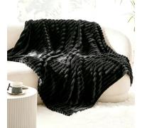 Couverture douillette douillette Sherpa double face chaude 150 x 200 cm | Flanelle 180 g/m² et fourrure synthétique de 350 g/m² avec aspect velours côtelé élégant, facile d'entretien et idéal pour le